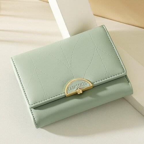 Wallet Womens Short Three-folding Wallet Summer Student Buckle Coin Purse