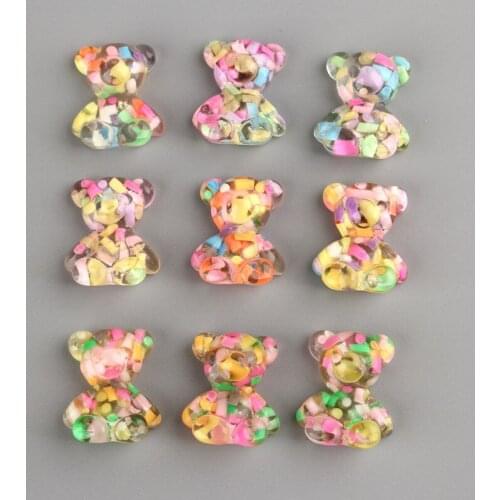 10Pcs Random Color Jelly Bear 3D Resin Jewelry Accessories Flatback Cabochons For Hair Bow Centers DIY Scrapbooking ,10Yc18851