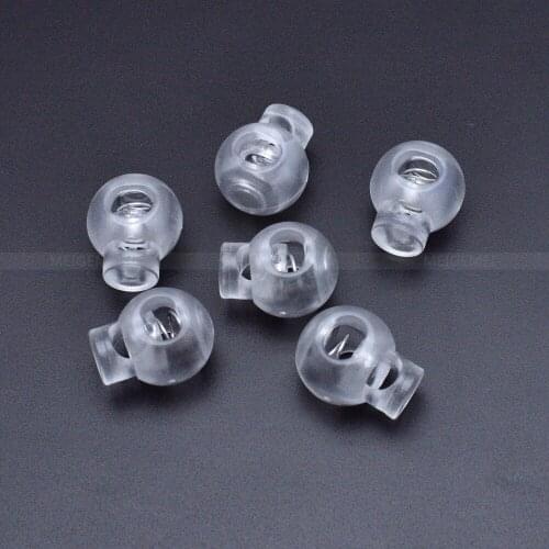 100pcs/pack Cord Lock Round Ball Toggle Stopper Plastic Toggle Clip Widely For Bag Backpack/Clothing Clear White