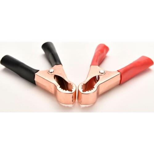 2Pcs 50A Red + Black 80mm Car Alligator Clips Battery Clamps Crocodile Clip