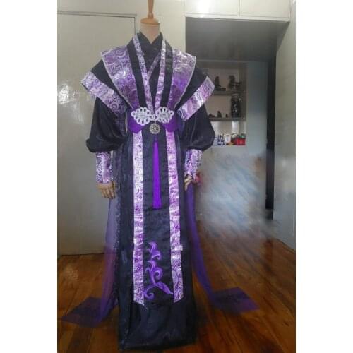 2 Designs Black Purple White Golden Male Swordman Costume Hanfu Narrow Sleeve Martial Arts Scholars Cosplay Hanfu
