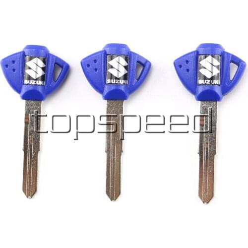 3 PCS Blue Blank Key Uncut For Suzuki GSX GSXR 400/600/750/1000/1300 BANDIT HUYABUSA Motorcycle