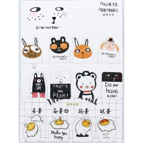 48 pcs/lot Cartoon Animal Egg Magnet Bookmark Cute Paper Clip Book Mark for books School Office Supplies Stationery gift
