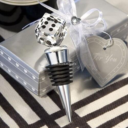 50 pcs Unique Wedding Gift K9 Crystal Dice Bottle Stopper Bridal Shower Favors For Male Guests High Quality Wine Bottle Stopper