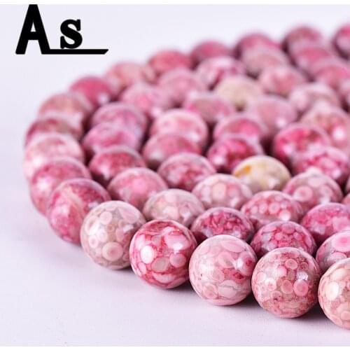 Asingeloo Red Chrysanthemum Stone Coral Fossils Stone Beads Natural Stone Beads DIY Loose Beads for Jewelry Making Strand 15"