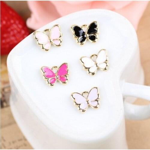 Free Shipping 20PCS Oil Drop Alloy Butterfly Shape DIY Jewelry Bracelet Floating Charms Trendy Metal Enamel Necklace Pendants