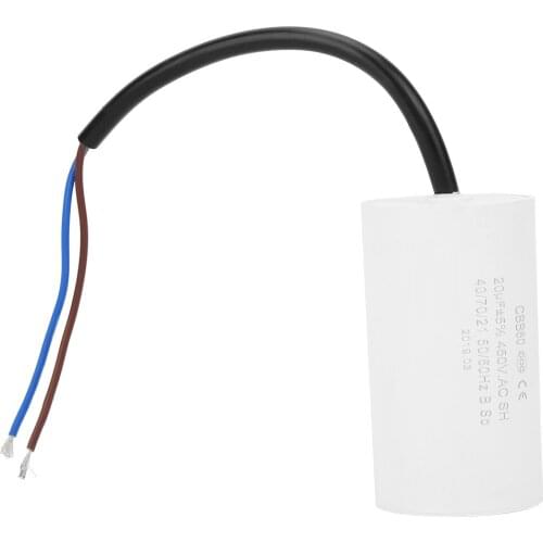 CBB60 Motor Starting Capacitor 450V 20uF Microfarad Capacitor with Wire Lead no toxic leakage for starting the motor