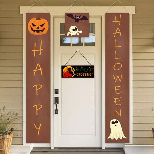 Halloween Welcome Card Garland Door Hanging Led Illuminated Listing Scene Props Halloween Party Home Decoration Crafts