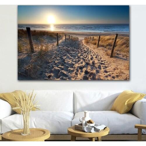 GoldLife Seascape Wall Painting on Canvas Landscape Canvas Painting Sea View HD Picture Beach Print Painting Bed Room Decor