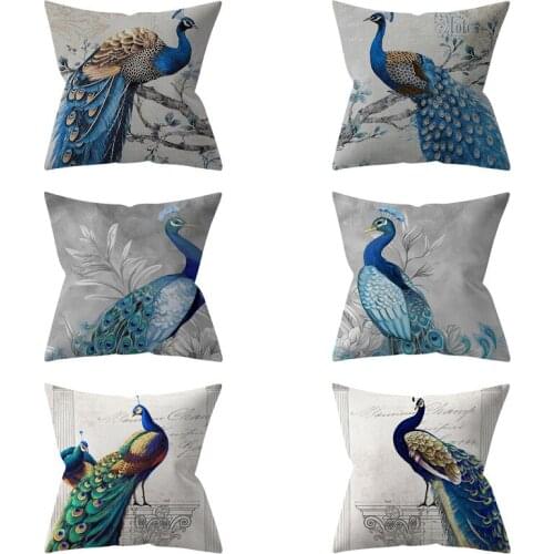 HOT SALE Peacock Cushion Cover Throw Pillow Case for Home Chair Sofa Decoration Square Pillowcases