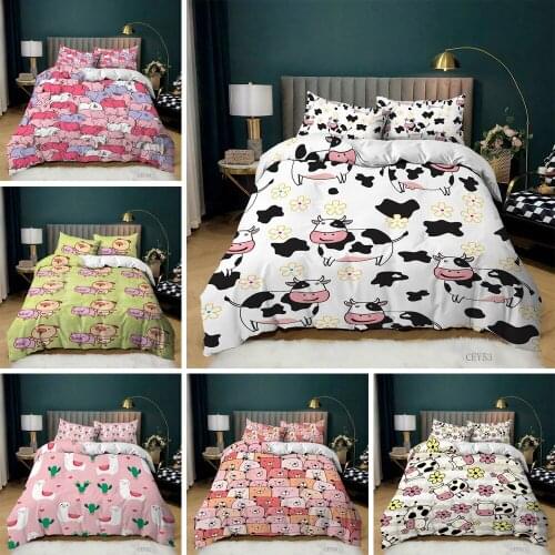 3D cute cow Cat Bedding Set Animal Printed Covers Single Double King Queen Size Duvet Cover Sets