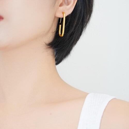 Brass With 18k Gold Geo Stunning Earrings Women Jewelry Party T Show Gown Trendy Runway rare Korean Japan INS