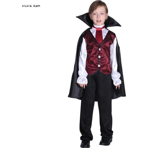 M-XL Boys Dracula Scary Cosplay Kids Children Halloween Vampire Costume Carnival Purim parade masked ball Masquerade Party dress