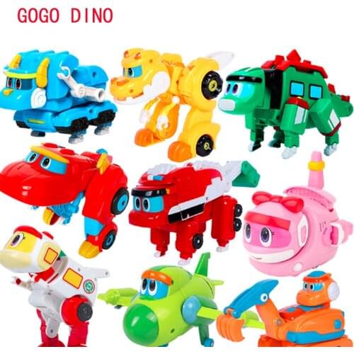 Mini Deformation Gogo Dino Explorers REX Transformation Car Airplane Motorboat Crane Gogo Dinosaur Toys For Children