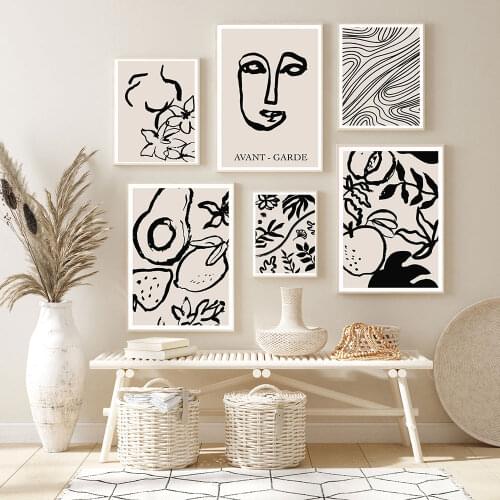 Minimalist Abstract Face Poster Female Figure Line Art Print Neutral Canvas Painting Modern Wall Picture For Living Room Decor