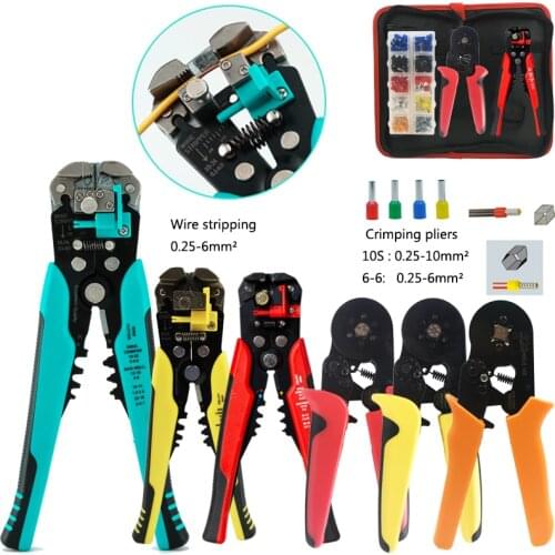 Automatic wire stripper kit electronlcs cable cutter pliers crimping tools suit Multifunction crimper pliers for 0.25-10 AWG23-7
