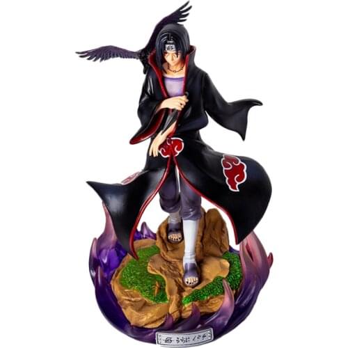 Naruto Shippuden GK Akatsuki Uchiha Itachi Summon Crows Combat Ver. Anime Action Figure Model Statue Collectible Toy Figma Doll