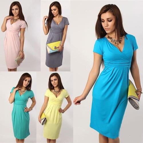 New fashion womens summer big brand womens multi-color deep V-neck slim body bag hips can be used as maternity dress