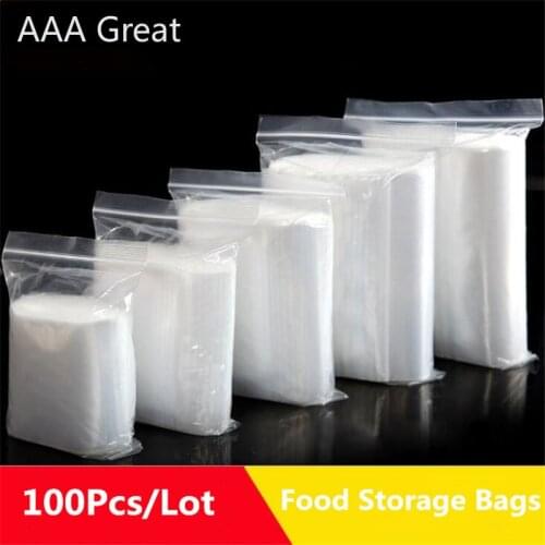 100Pcs/set Plastic Bags Vacuum Food Storage Bag Resealable Transparent Bag Shoe Bag Poly Clear Bags Jewelry Ziplock Pouches Gift