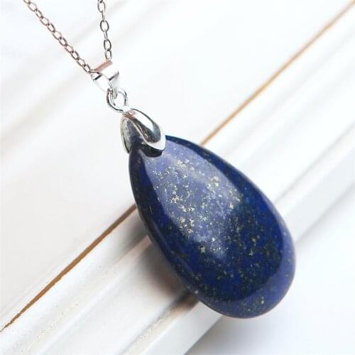 Free Shipping Genuine Natural Lapis Lazuli Pendant Bead Trendy Water Drop shaped Stone Pendant Popular Men Women Necklace