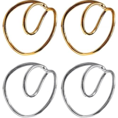 Simple Metal Ear Clip Women Earrings Fashion Gold Silver Alloy Punk Style Geometric Earrings Heterosexual Cochlea Clip