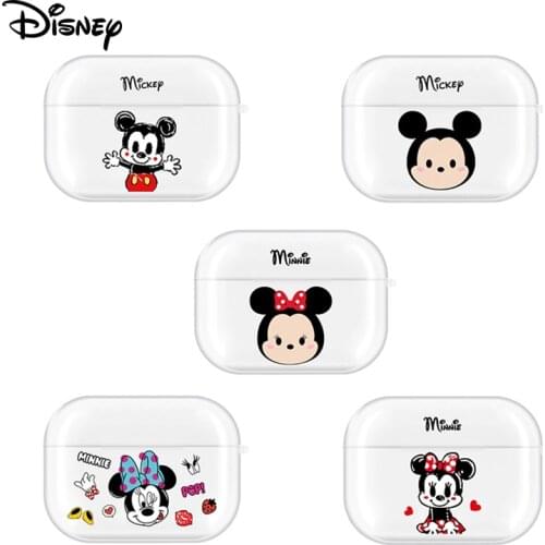 Cute Disney Mickey Minnie Case for Airpods 1/2 Pro Protective Bluetooth Wireless Earphone Cover Transparent Silicone Soft Shell