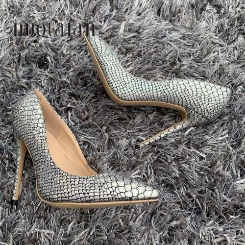 12cm/10cm/8cm Women pumps snake printed high heel pumps shoes for women sexy pointed toe high heels party wedding shoes woman