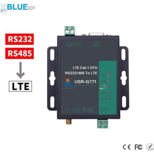 USR-G771-E LTE CAT 1 Cellular Modem Support LTE and GSM TCP UDP Transparent Transmission RS232 RS485 Interfaces with SIM Card