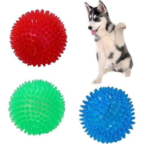 Fun Pet Cat Dog Bite Hedgehog Ball Molar Sound Squeaky Chewing Toy