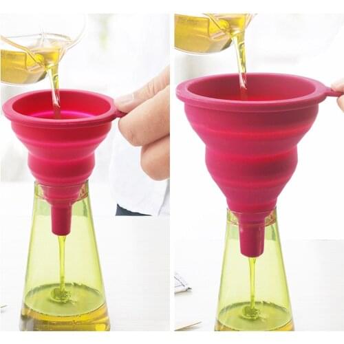 Silicone Folding Funnels Kitchen Tool Household Liquid Dispensing Large & Mini Collapsible Funnel for Oil Water Powder, 2 PCS