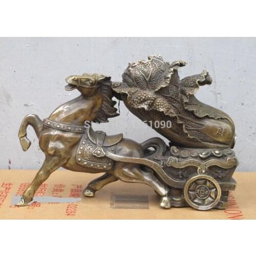 Xd 001286 12"China Bronze auspicious wealth Immediately make a fortune Horse baicai