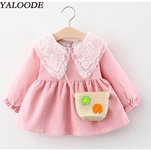 YALOODE Baby Girl Dress Autumn Winter New Corduroy Princess Dress With Bag 2Pcs Baby Girl Clothes Set Kids Toddler Infant Dress