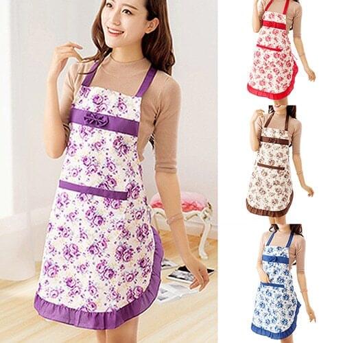 Womens Waterproof Housewife Kitchen Waist Aprons Jeanette Floral