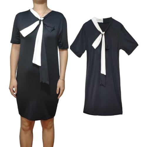 Spandex Womens Dress Party Looks Thin Hit Color Bow Knot To Reduce Age Straight