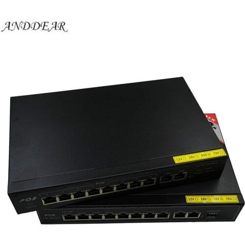 POE 48v 10 port gigabit unmanaged poe switch 8*10/100 mbps POE poort; 2*10/100/1000 mbps UP Link poort; NVR poort 280M