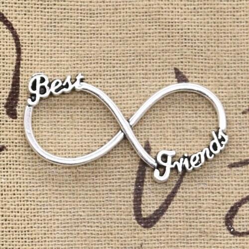 12pcs Charms Infinity Best Friends 20x40mm Antique Silver Color Plated Pendants Making DIY Handmade Tibetan Silver Color Jewelry