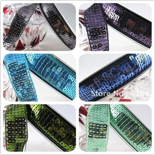 20yards 1inch 25mm thistle sequin ribbon 11 color for non slip hair accessory DIY Materials Hairbows Wedding Party DIY