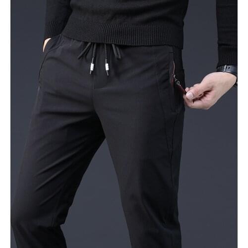 2019 Slim Casual Pants Mens Korean style Sports Pants Slim Straight Men Trousers summer fashion casual homme man black pants
