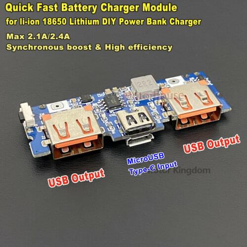 5V 2A Micro USB Type-C Lithium Li-ion Battery Fast Charging Charger Module DIY Power Bank