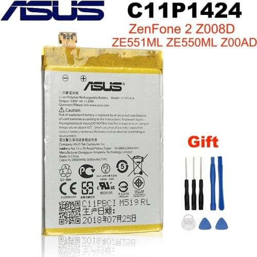 Original Phone Battery ASUS C11P1424 3000mAh for Asus ZenFone 2 ZE551ML ZE550ML Z00AD Z00ADB Z00A Z008D 5.5inch Free Tools