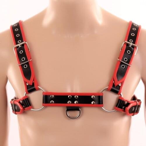 BDSM Harness Mens Erotic Lingerie Leather Chest Bondage Harness Features Adjustable Buckle Straps Sexy Body Harness Underwear