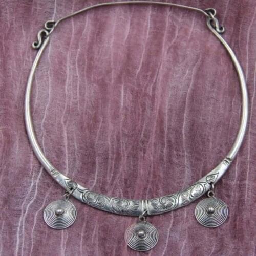Free shipping Tribal Exotic Chinese Handmade Excelente collar de plata luck Tibet Silver Miao silver necklace