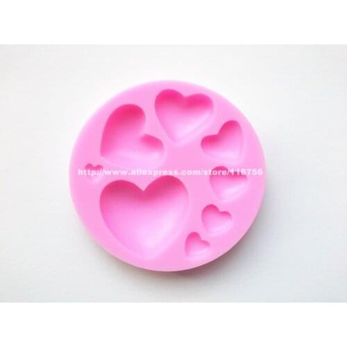 Free Shipping Hearts Shaped Silicone Mold Cake Decoration Fondant Cake 3D Food Grade Silicone Mould 063