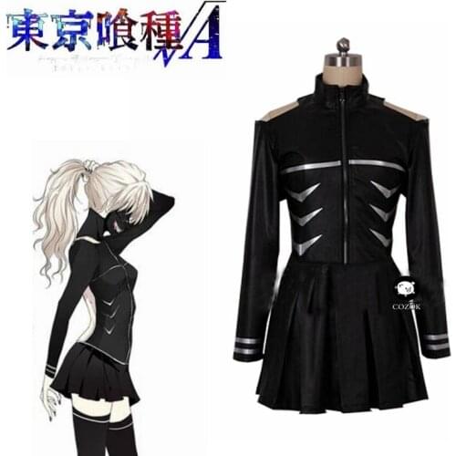 Free Shipping Tokyo Ghoul Kaneki Ken Girl Uniforms Female Ken Kaneki Cosplay Costume Jacket + Skirt + Stockings