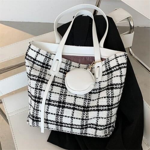 Large Capacity Woolen Tote Bags For Women 2020 Fashion Shoulder Bag Sac A Main Female Travel Handbags And Purses