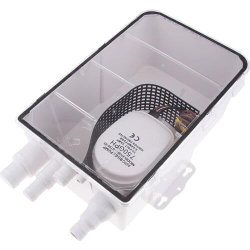 DC 12V 750 GPH Auto Bilge Drain Box Boat Marine Shower Sump Pump Drain Kit - Shower Pump System Multi port Inlet