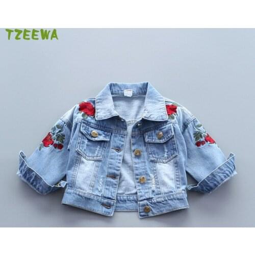 2018 Princess Girls Denim Jacket Casaco Infantil Jenas Girls Coat Children Clothing Flowers Kids Outerwear Coats Ropa Nino