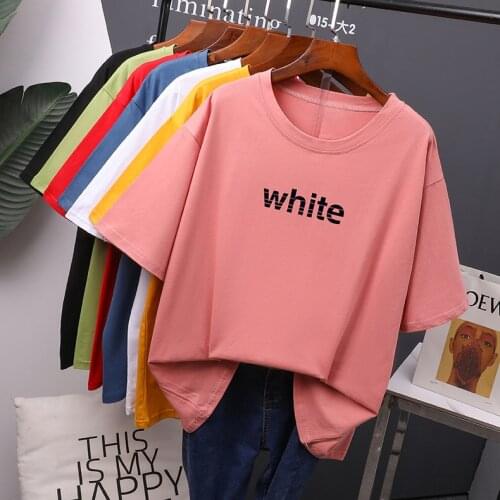 Hirsionsan Lttter Printed Cotton T Shirts Women Summer Harajuku Basic Loose Tees for Girl Simple Oversized Female Tops M-4XL