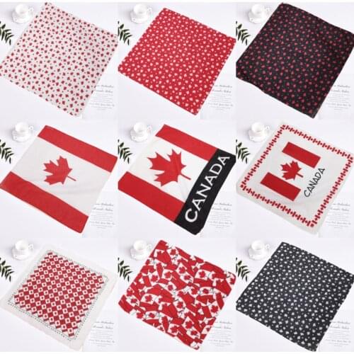 Cotton Flag Canada Punk Hip-hop Headwear/Hair Neckerchief Scarf Maple Leaf Red Black Blue White Square Paisley Bandanas