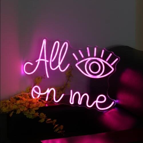 Custom neon monochrom/dazzling RGB lighting effect All eyes on me style For Anniversary Gift Wall Bedroom Party Wedding Decor